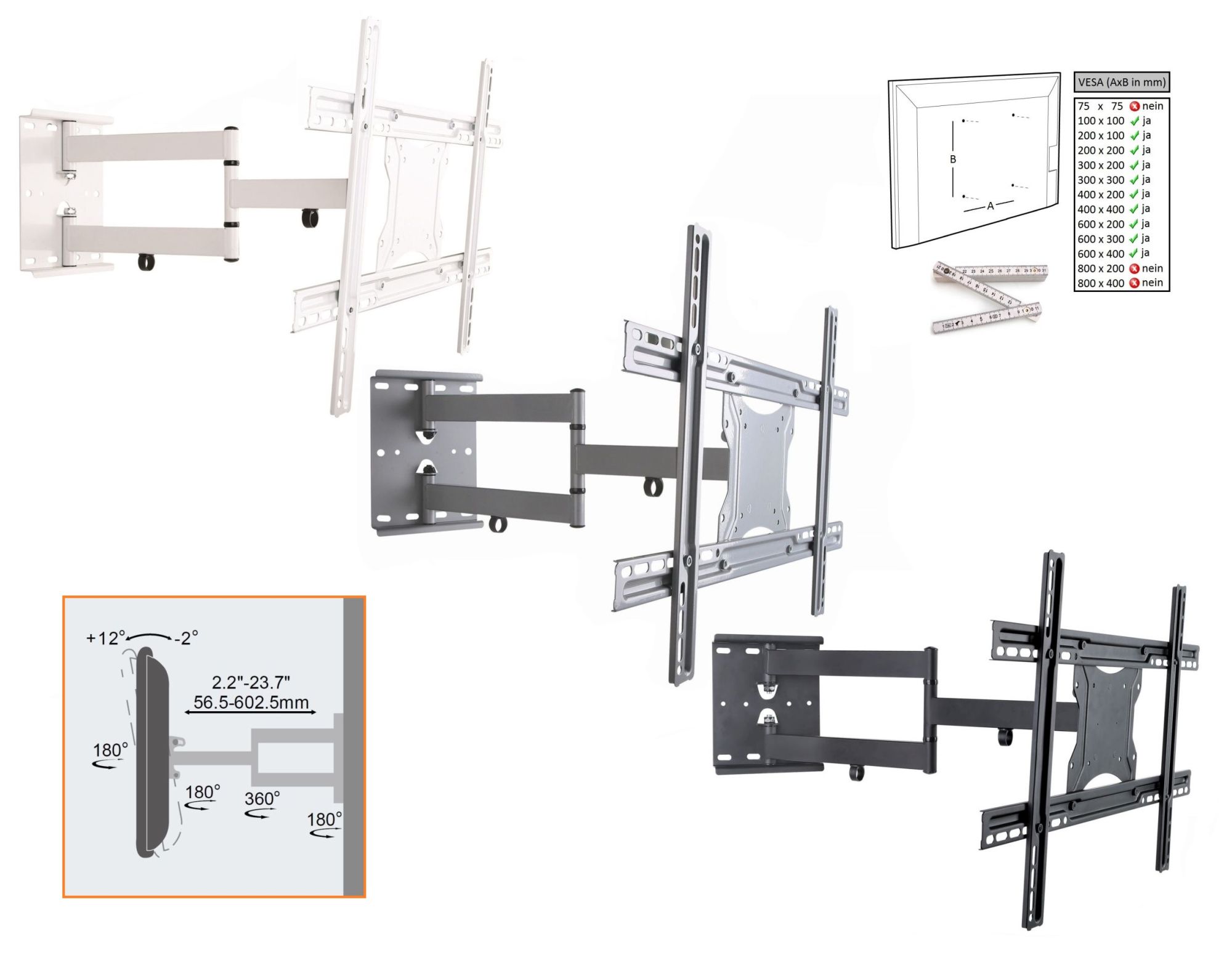 NEG Wandhalterung 6012 LCD/LED/OLED TV-Halterung ausziehbar schwenkbar